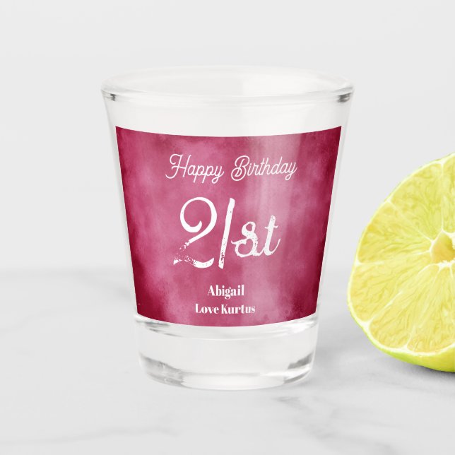 21st Birthday Burgundy Blush Shot glass (Front)