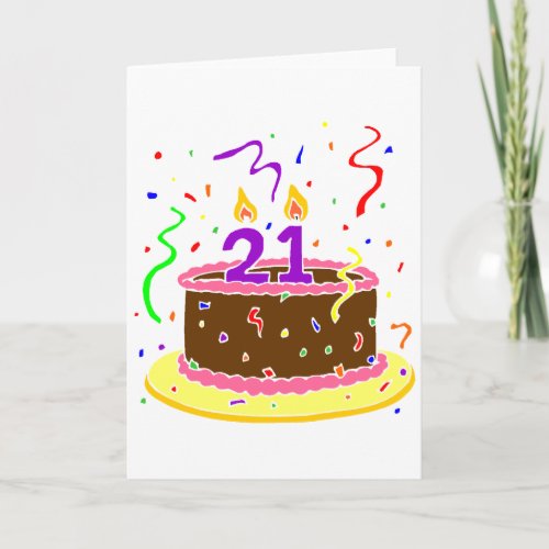 21st Birthday Cake Card