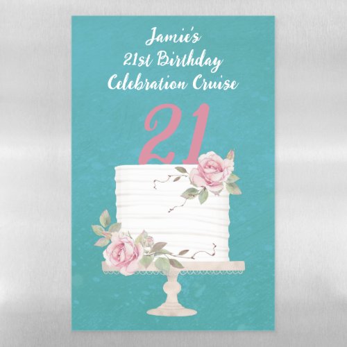 21st Birthday Cake Cruise Ship Door Decor Magnetic Dry Erase Sheet