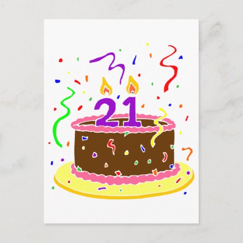 21st Birthday Cake Postcard