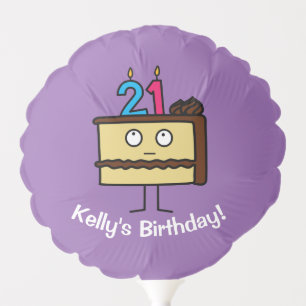 21st Birthday Cake with Candles Chocolate icing Balloon