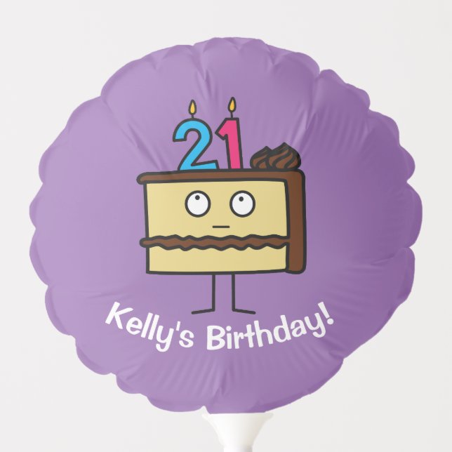 21st Birthday Cake with Candles Chocolate icing Balloon (Front)