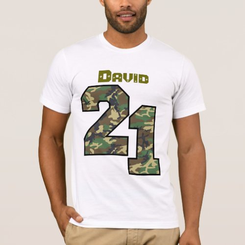 21st Birthday Camo One Year Custom Name V021 T_Shirt