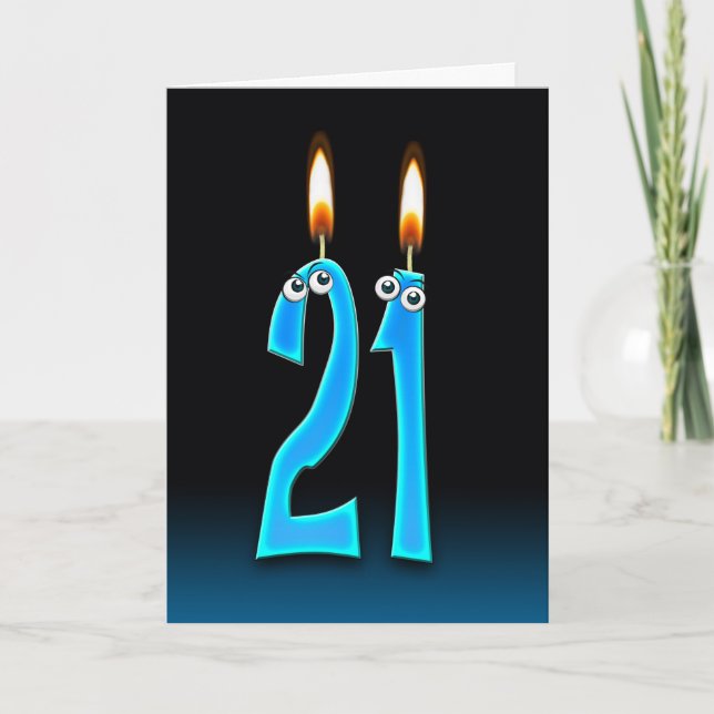 21st birthday candle with eyeballs card (Front)
