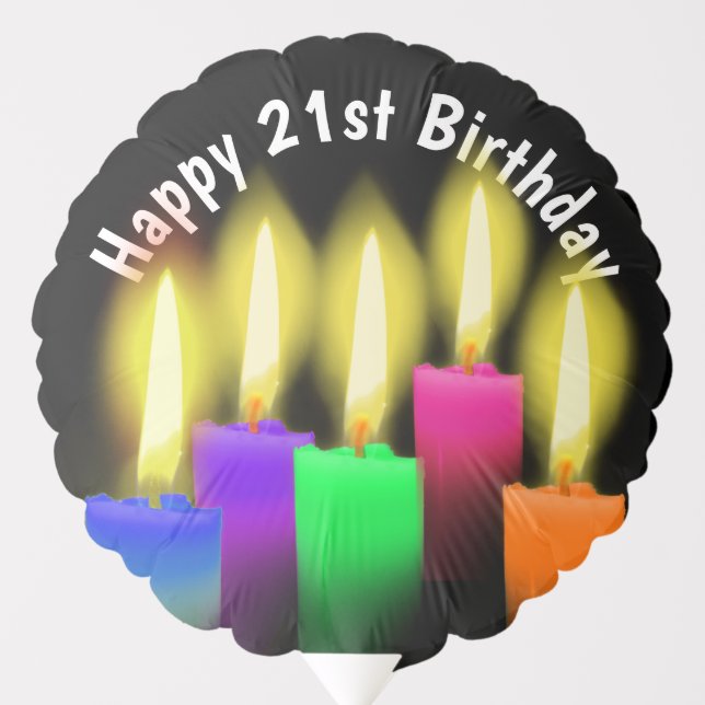 21st Birthday Candles On Black Balloon (Front)
