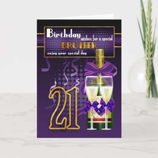 21st Birthday Card For Brother, Brother Birthday (Front)