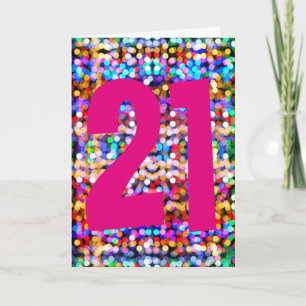 21st birthday card for female. Bright colourful