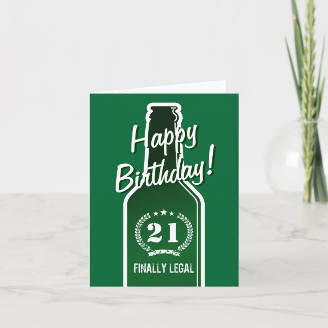 21st Birthday card for son | Beer finally legal (Front)