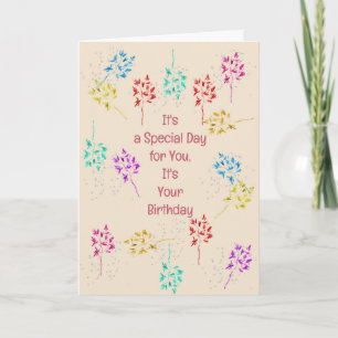 21st Birthday Card with Colorful Plant Leaves