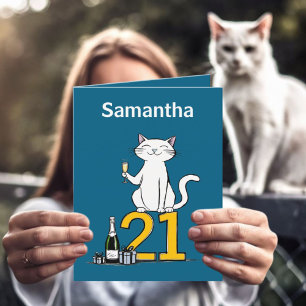 21st birthday cat celebration 21 years twentyfirst holiday card