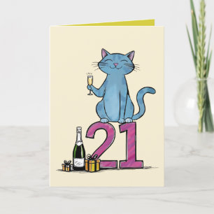 21st birthday cat celebration 21 years twentyfirst letterpress thank you card