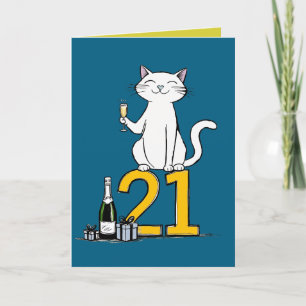 21st birthday cat celebration 21 years twentyfirst letterpress thank you card