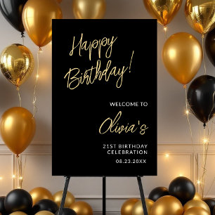 21st Birthday Celebration Gold and Black Script Foam Board