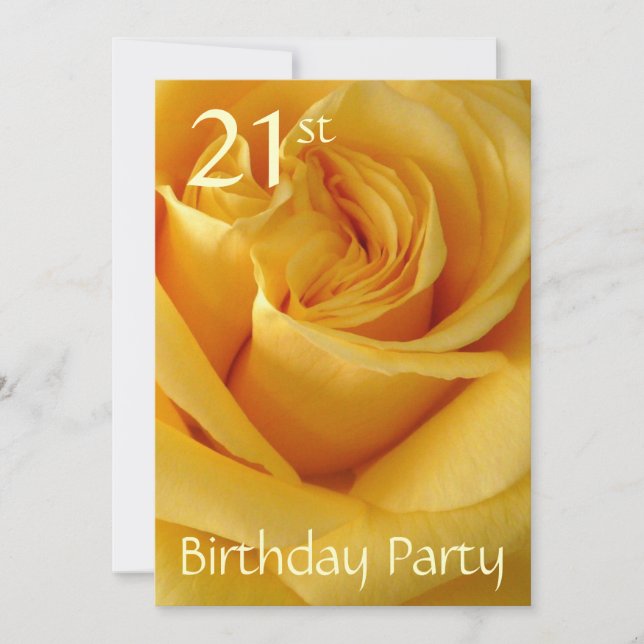 21st Birthday Celebration-Yellow Rose Invitation (Front)