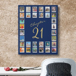 21st Birthday Chapter 21 Family Photo Collage Faux Canvas Print<br><div class="desc">Celebrate your loved one's 21st birthday in style with this unique personalized gift. Our blue and gold faux canvas family photo collage template is a perfect way to commemorate the milestone. Create a lasting memory with photos of family, friends and cherished moments, all featured in a stunning faux canvas print....</div>
