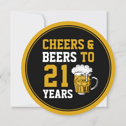 21st Birthday Cheers and Beers to 21 Years Modern Invitation