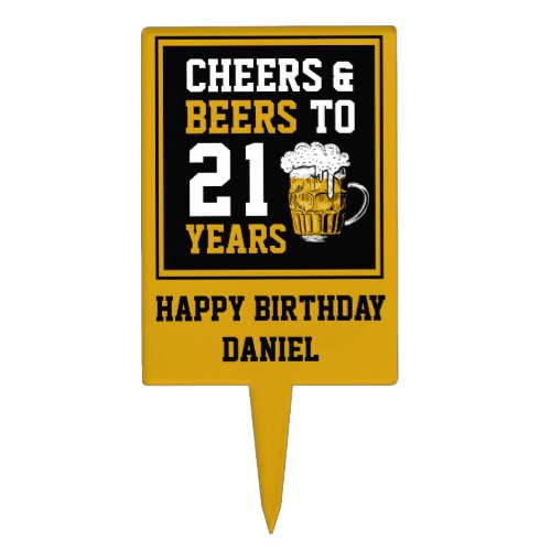 21st Birthday Cheers  Beers to 21 Years Cake Topper