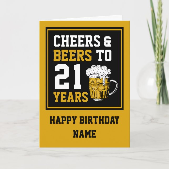 21st Birthday Cheers & Beers to 21 Years Card (Front)