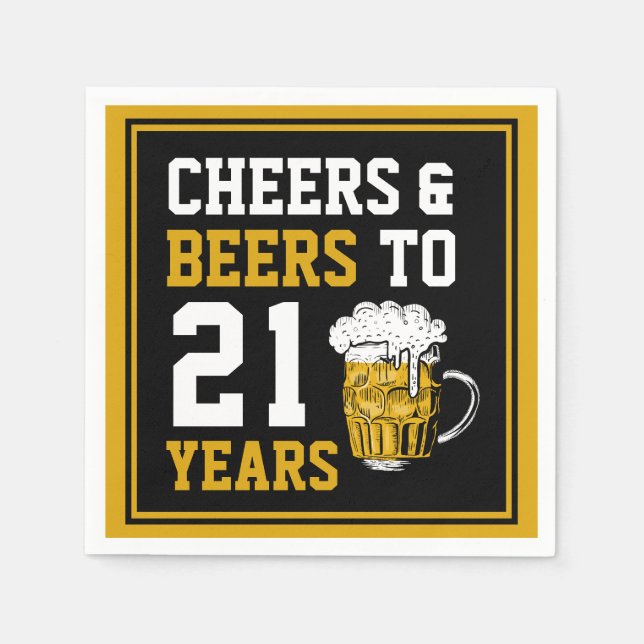 21st Birthday Cheers & Beers to 21 Years Napkins (Front)