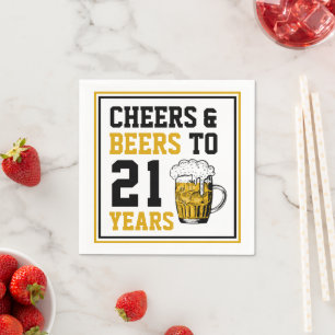 21st Birthday Cheers & Beers to 21 Years Napkins