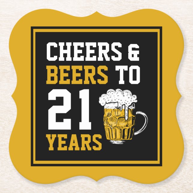 21st Birthday Cheers & Beers to 21 Years Paper Coaster (Front)