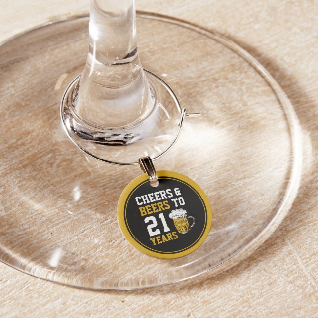 21st Birthday Cheers & Beers to 21 Years Wine Charm (In Situ)