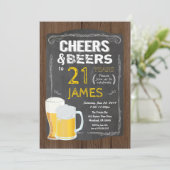 21st birthday, Cheers to 21 years beer party Invitation (Standing Front)