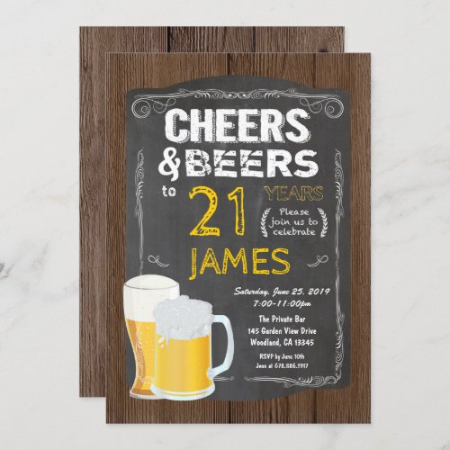 21st birthday Cheers to 21 years beer party Invitation