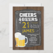 21st birthday, Cheers to 21 years beer party Invitation (Front)