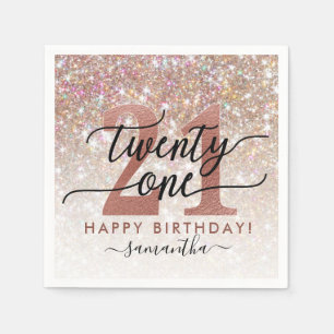 21st Birthday Chic Glitter Ombre Napkins