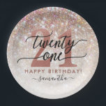 21st Birthday Chic Glitter Ombre Paper Plates<br><div class="desc">Modern chic girly birthday paper plates for 21st birthday. Design featuring champagne sparkly glitter texture,  rose gold 21 and calligraphy script twenty one.  Personalize with a name.</div>