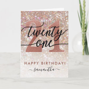 21st Birthday Chic Glitter Shadow Card