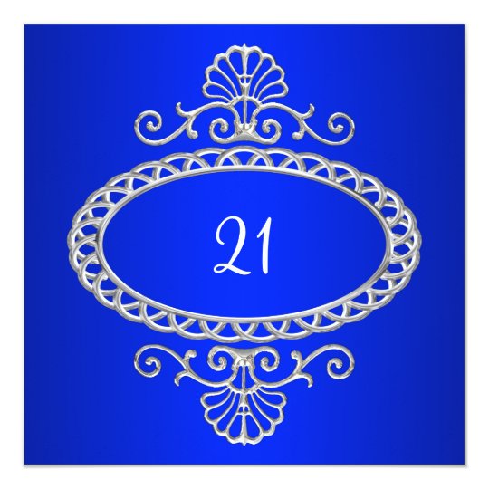 21st Birthday Cobalt Blue & Silver Metal Card