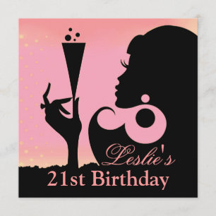 21st Birthday Cocktail Party pink Invitation