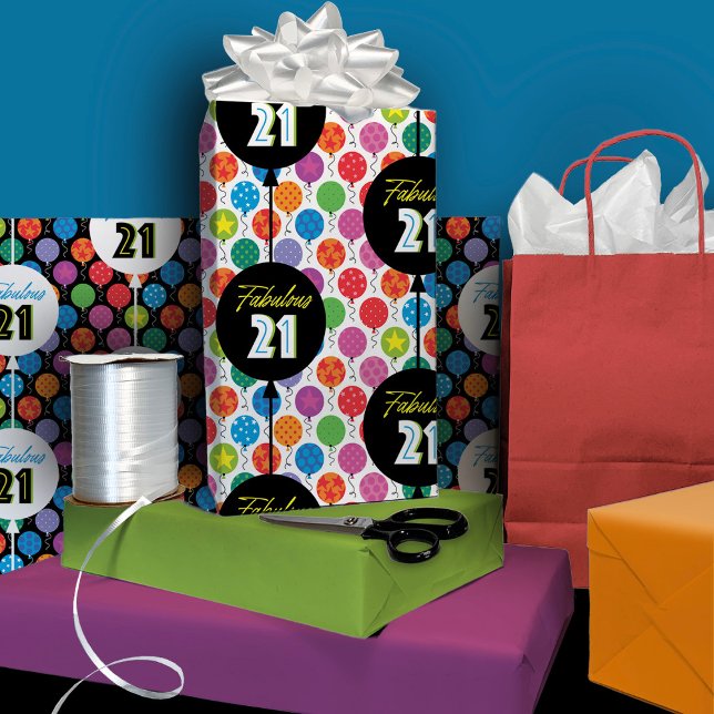 21st Birthday Colorful Balloons  Wrapping Paper Sheets (Creator Uploaded)