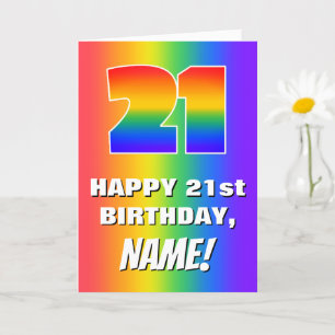 21st Birthday: Colorful, Fun Rainbow Pattern # 21 Card