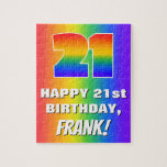 [ Thumbnail: 21st Birthday: Colorful, Fun Rainbow Pattern # 21 Jigsaw Puzzle ]