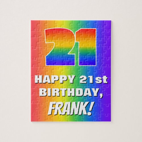 21st Birthday Colorful Fun Rainbow Pattern  21 Jigsaw Puzzle