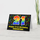 [ Thumbnail: 21st Birthday: Colorful Music Symbols & Rainbow 21 Card ]