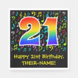 [ Thumbnail: 21st Birthday - Colorful Music Symbols, Rainbow 21 Napkins ]