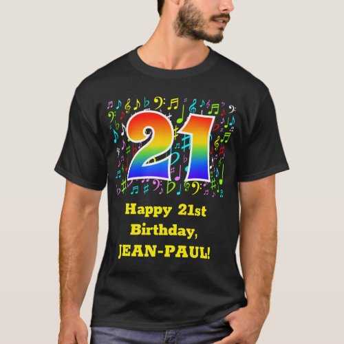 21st Birthday Colorful Music Symbols Rainbow 21 T_Shirt