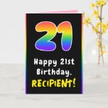 [ Thumbnail: 21st Birthday: Colorful Rainbow # 21, Custom Name Card ]