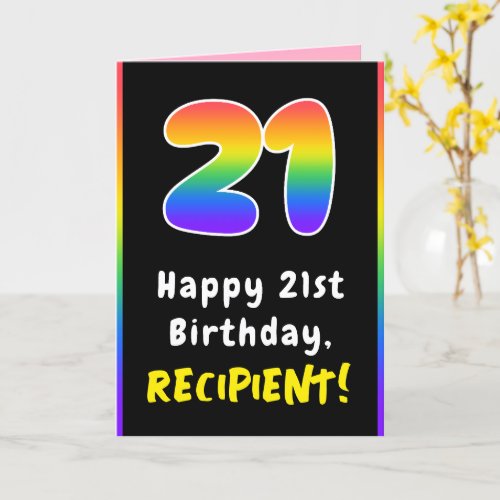 21st Birthday: Colorful Rainbow # 21, Custom Name