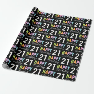 21st Birthday Colorful Typography Wrapping Paper
