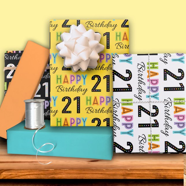 21st Birthday Colorful Typography  Wrapping Paper Sheets (Creator Uploaded)
