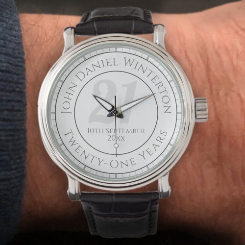 21st Birthday Commemoration with Name Age  Date Watch