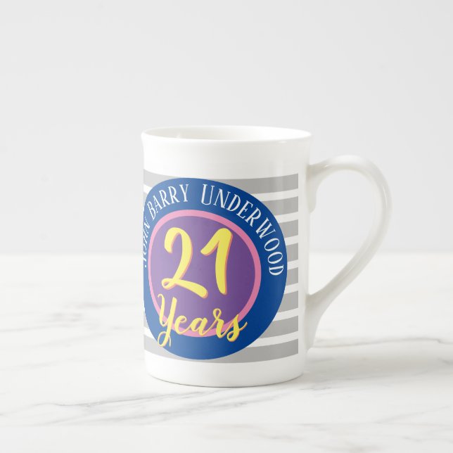21st Birthday Commemorative Bone China Mug (Right)