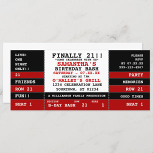 21st Birthday Concert Ticket Invitation