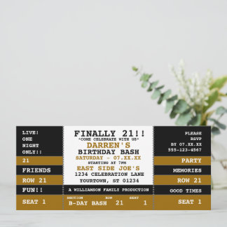 21st Birthday Concert Ticket Invitation