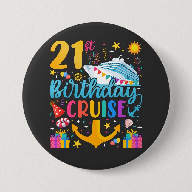 21st Birthday Cruise B-Day Party Round Button (Front)
